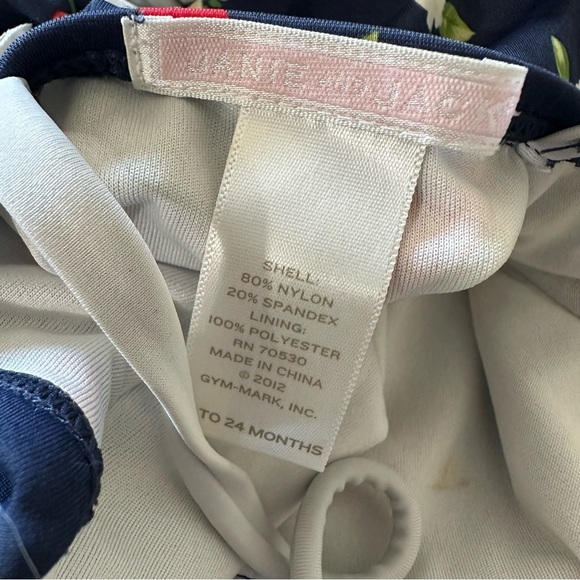 Janie and Jack Blue and Red One Piece Swimsuit with Ruffled Skirt - Picture 3 of 3